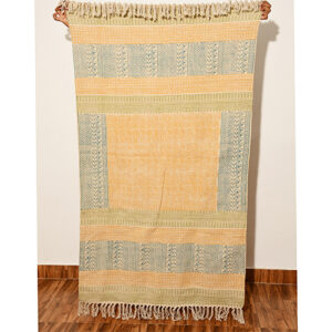 Yellow And Blue Handloom Cotton Large Area Rug For Gift