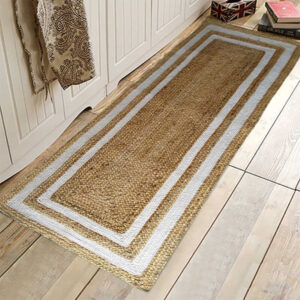 Off White Natural Jute Hand Braided Rug Carpet For Home Decor