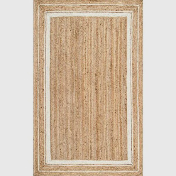 Handmade Solid Jute Border Rug Hand Braided Carpet For Living Area