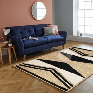 Geometric Pattern Carpet Natural Hand Braided Jute Rug For Garden
