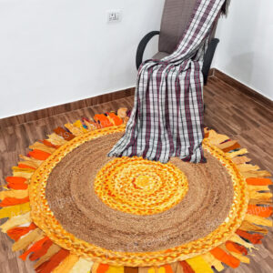 Multi Color Cotton Jute Rug Hand Braided Carpet For Living Room