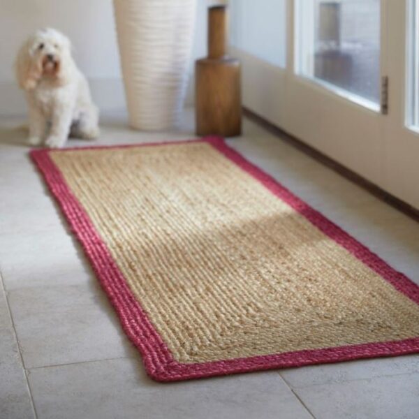 Off White Hand Woven Organic Jute Rug For Kitchen