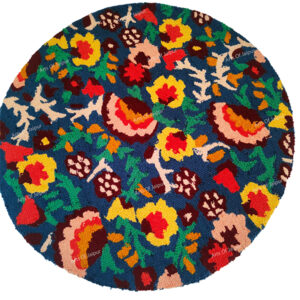Round Hand Tufted Wool Rug Rainbow Color Rug For Birthday Gift