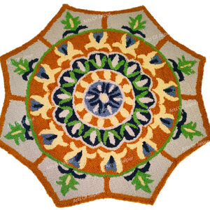 White Orange Flower Shape Hand Tufted Wool Rug Handmade Rug