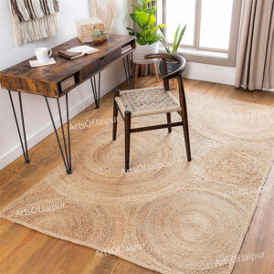 Natural Beige Jute Rug Modern Carpet for Living Room Area Rug