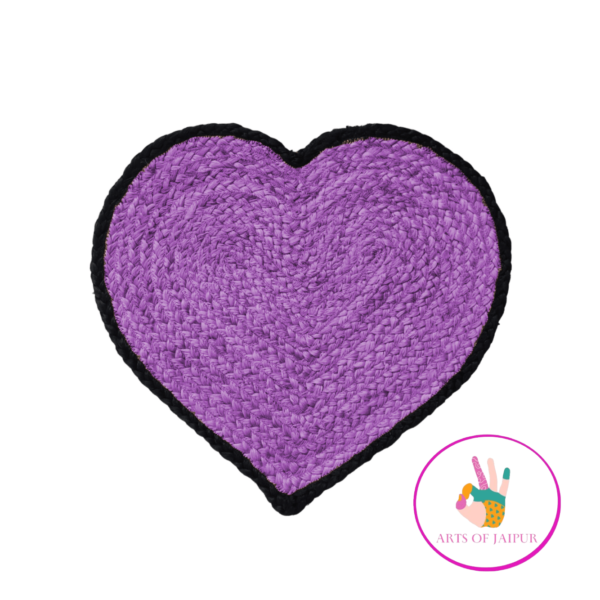 Purple Heart Shaped Jute Rug | Custom Size Love Rug , Yoga Mat ,Natural Jute Heart Rug - Perfect for Entryways, Yoga, and Home Decor