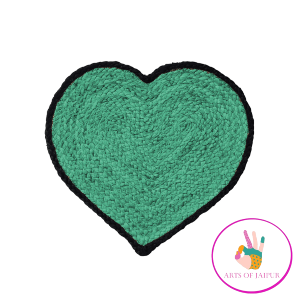 Handmade Tufted Mint Green Jute Heart Rug - Perfect Gift for Her Charming Mint Green Heart Rug – Perfect Home Accent & Gift Washable Home Decor Custom Size Love Rug , Yoga Mat ,Natural Jute Heart Rug - Perfect for Entryways, Yoga, and Home Decor