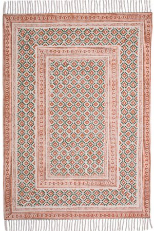 Stunning Hand block Block Printed 3x5 Orange Rug