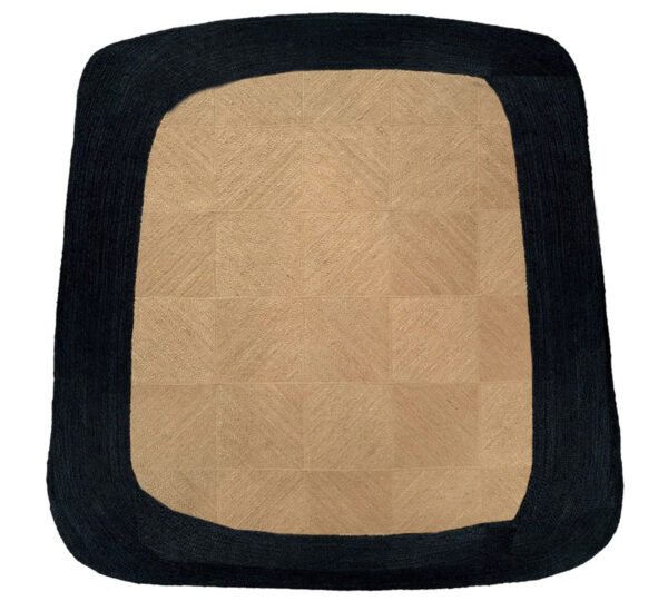 Hand braided Natural JUTE RUG  Black Border Rug, size 8x10 Feet