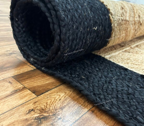 Hand braided Natural JUTE RUG  Black Border Rug, size 8x10 Feet - Image 2