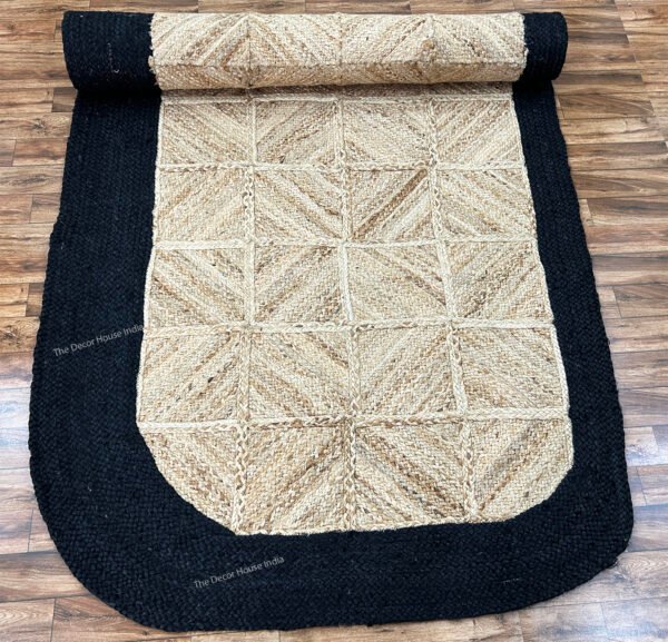Hand braided Natural JUTE RUG  Black Border Rug, size 8x10 Feet - Image 5