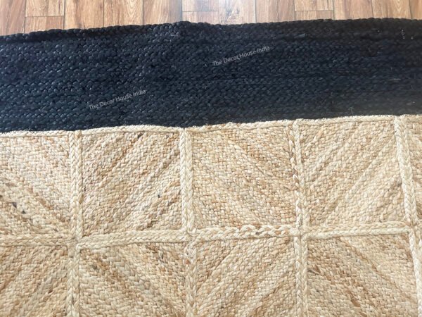 Hand braided Natural JUTE RUG  Black Border Rug, size 8x10 Feet - Image 3
