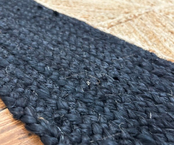 Hand braided Natural JUTE RUG  Black Border Rug, size 8x10 Feet - Image 4