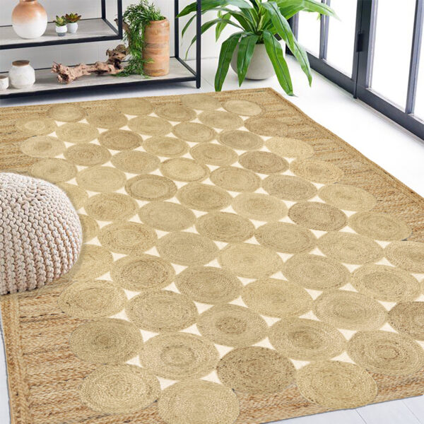 Natural jute area rug, Hand braided Geometric jute rug, Solid farmhouse Design for Outdoor area rug, 3 x 3  Meter - Image 2