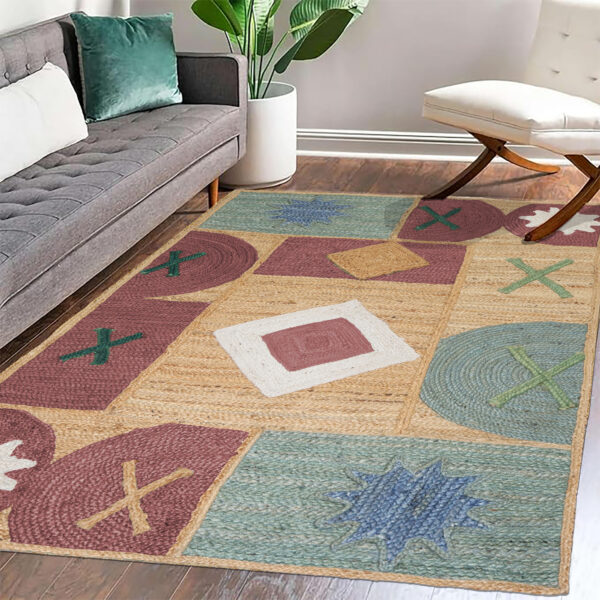 Hand Braided Jute Area Rug, Geometric Jute Rug, Solid Farmhouse, Home Décor Rug 3 x 3  Meter - Image 4