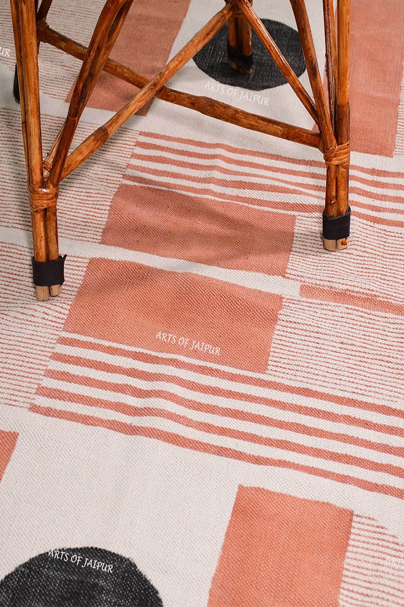 Black Geometric Handmade Area Rug - Image 3
