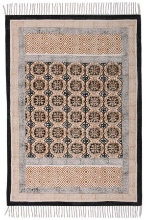 Hand Block Printed 3x5 Geometric Cotton Rug