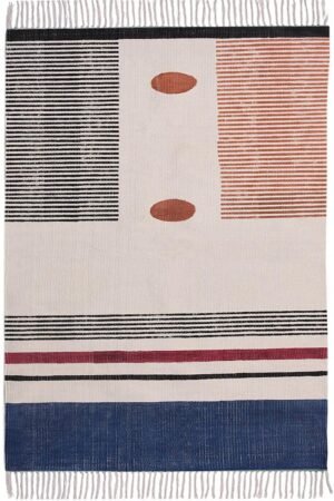 Geometric Cotton Rug – Premium Modern 4x6 Dhurrie
