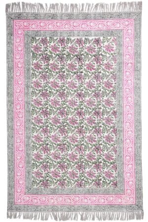 Stunning Hand Block Printed Rug 4x6 Washable Rug