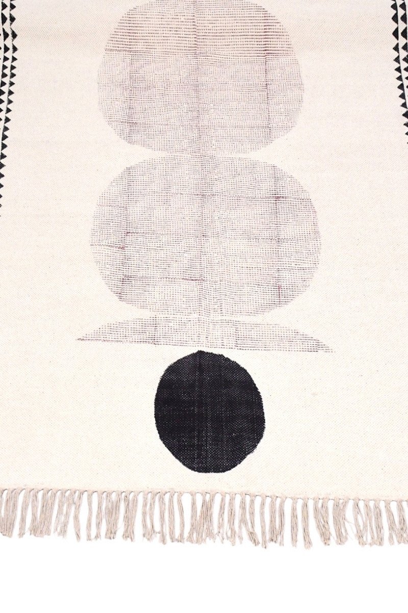 Black Geometric Block Print Rug for Living Room & Bedroom - Image 3