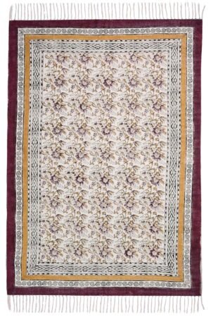 Exquisite Hand Block Printed Washable Rug – Floral Dhurrie