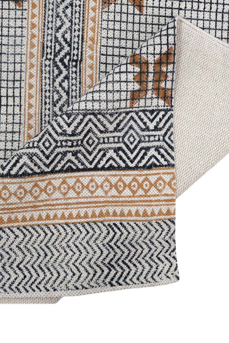 Luxury Geometric Rug: Hand Block Printed Cotton Area Rug - Image 3