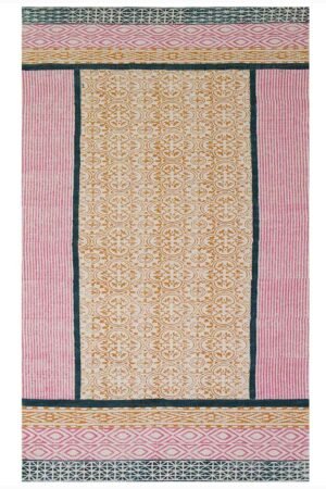 Exquisite Hand Block Printed 4X6 Rug – Geometric Tribal