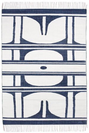 Indigo Geometric - Artisanal Hand Block Printed 4x6 Rug