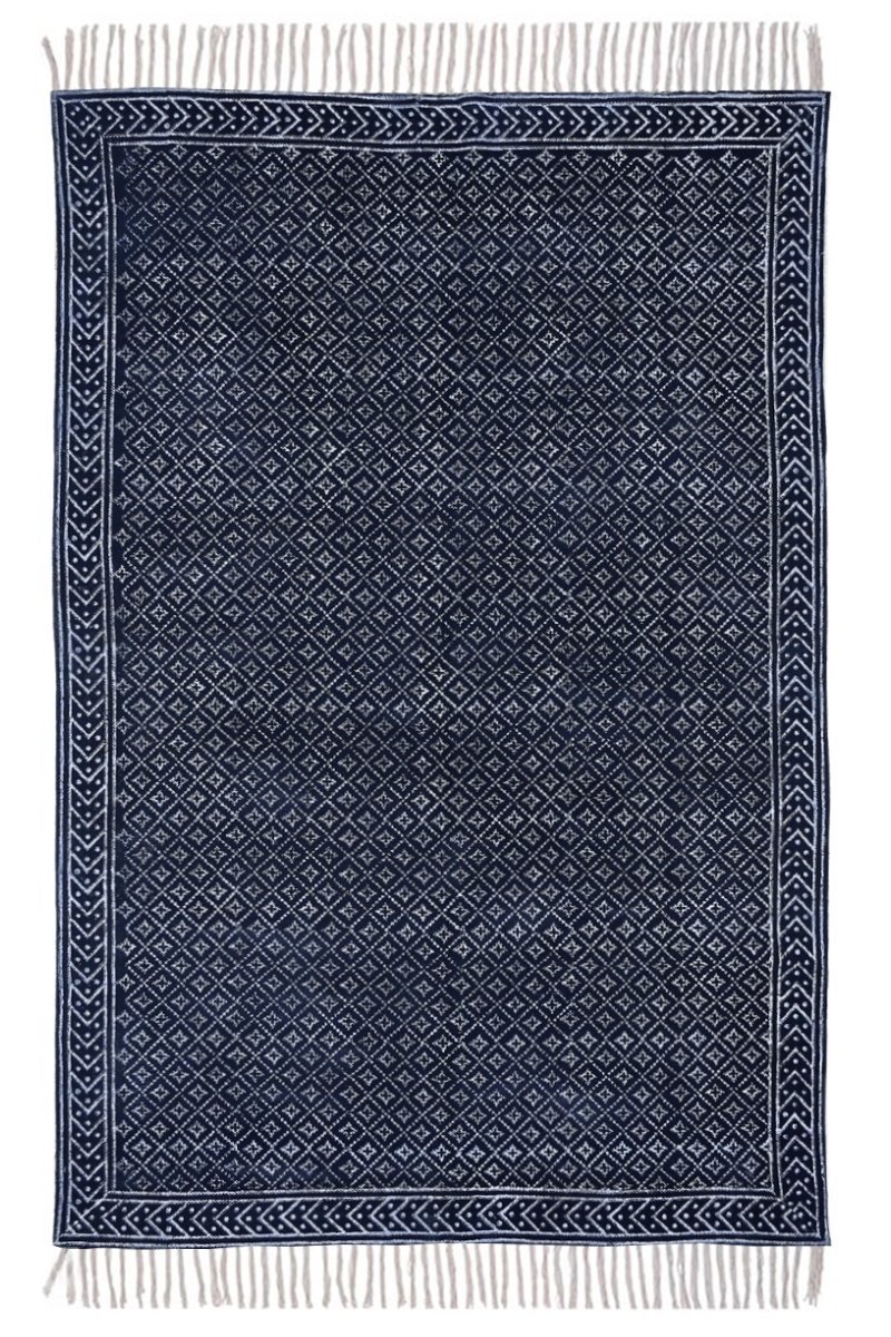 Blue Rug - Hand Block Printed Rug | Best Quiet Area Rug 2026