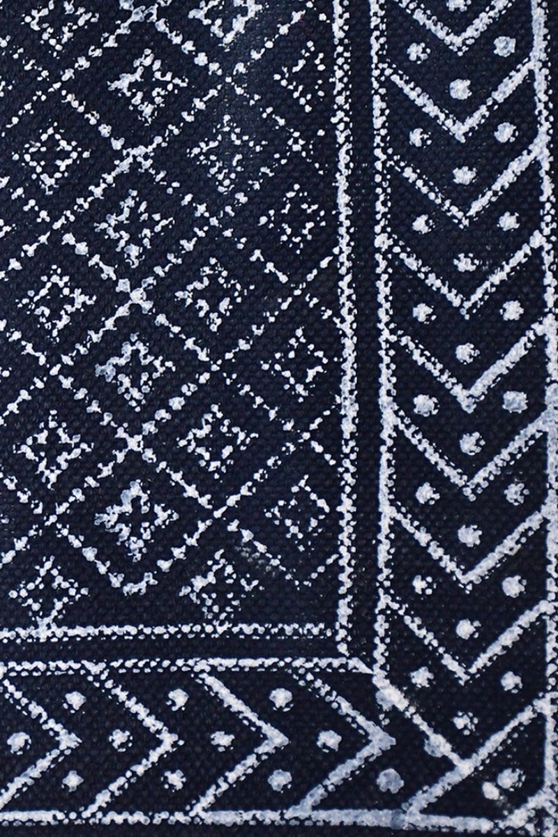 Geometric Boho Cotton Dhurrie Rug Indian Hand Block Print Carpet - Image 3