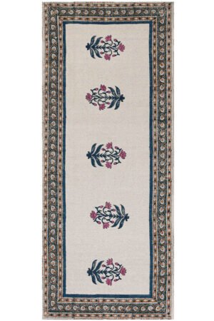 Stunning Floral Runner Rug – Hand Block Printed 4x6 Rug