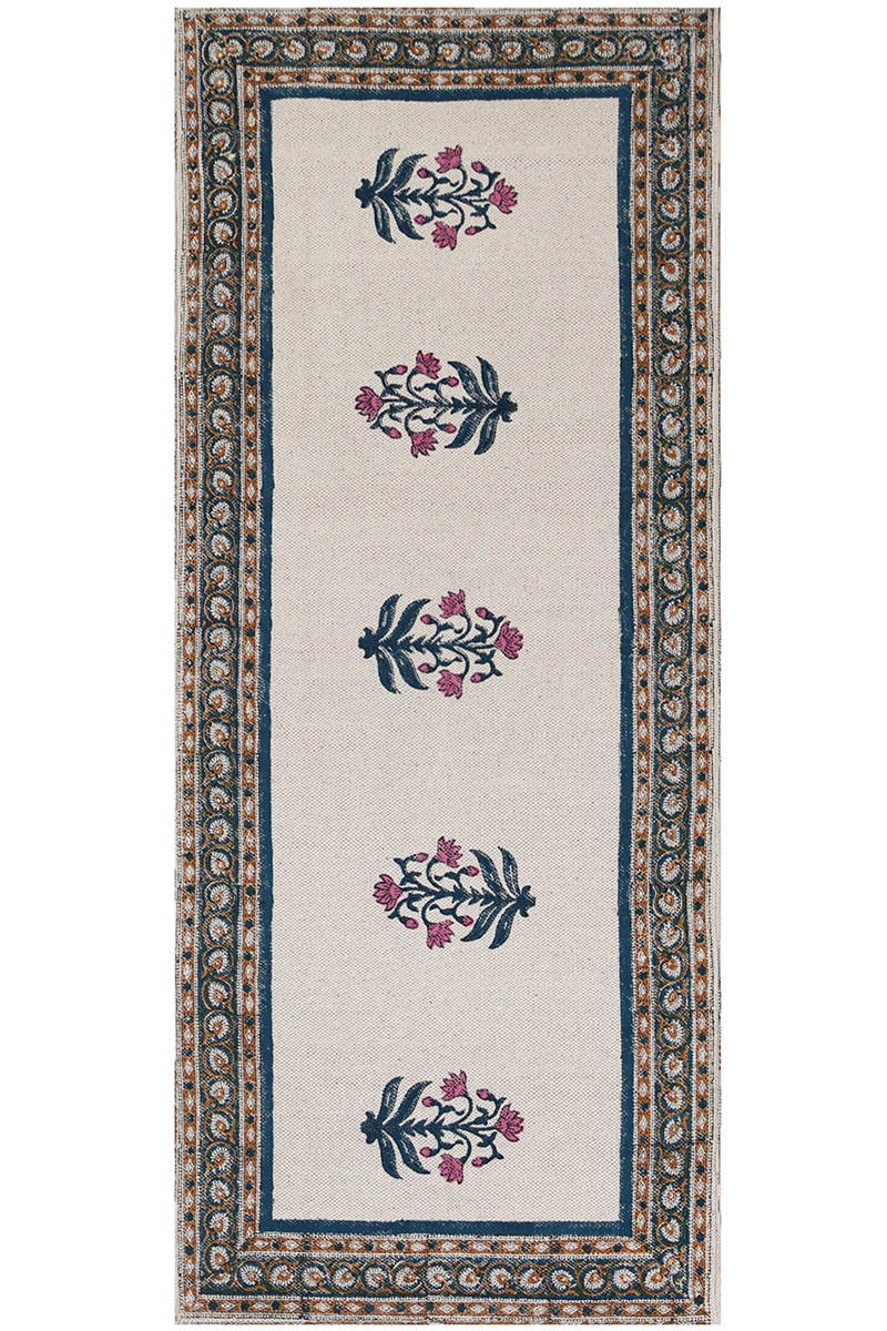 Stunning Floral Runner Rug – Hand Block Printed 4x6 Rug