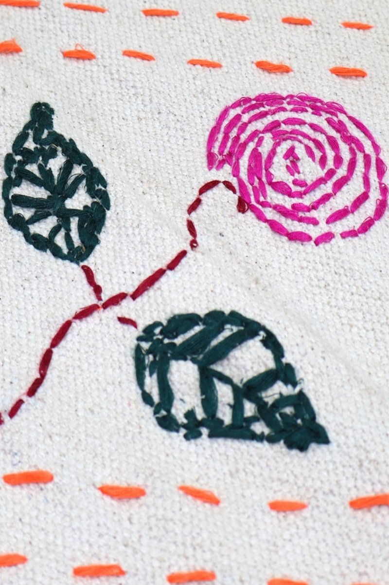 Handmade Kantha Cotton Rug Stitched Boho Floral Stair Runner - Image 4