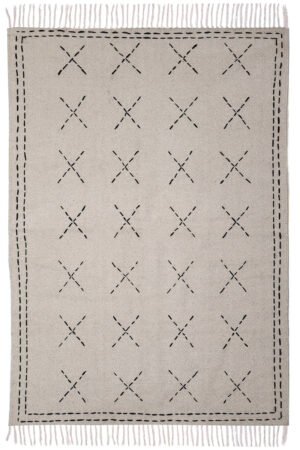 Exquisite Kantha Cotton Rug : Minimalist Cross Pattern