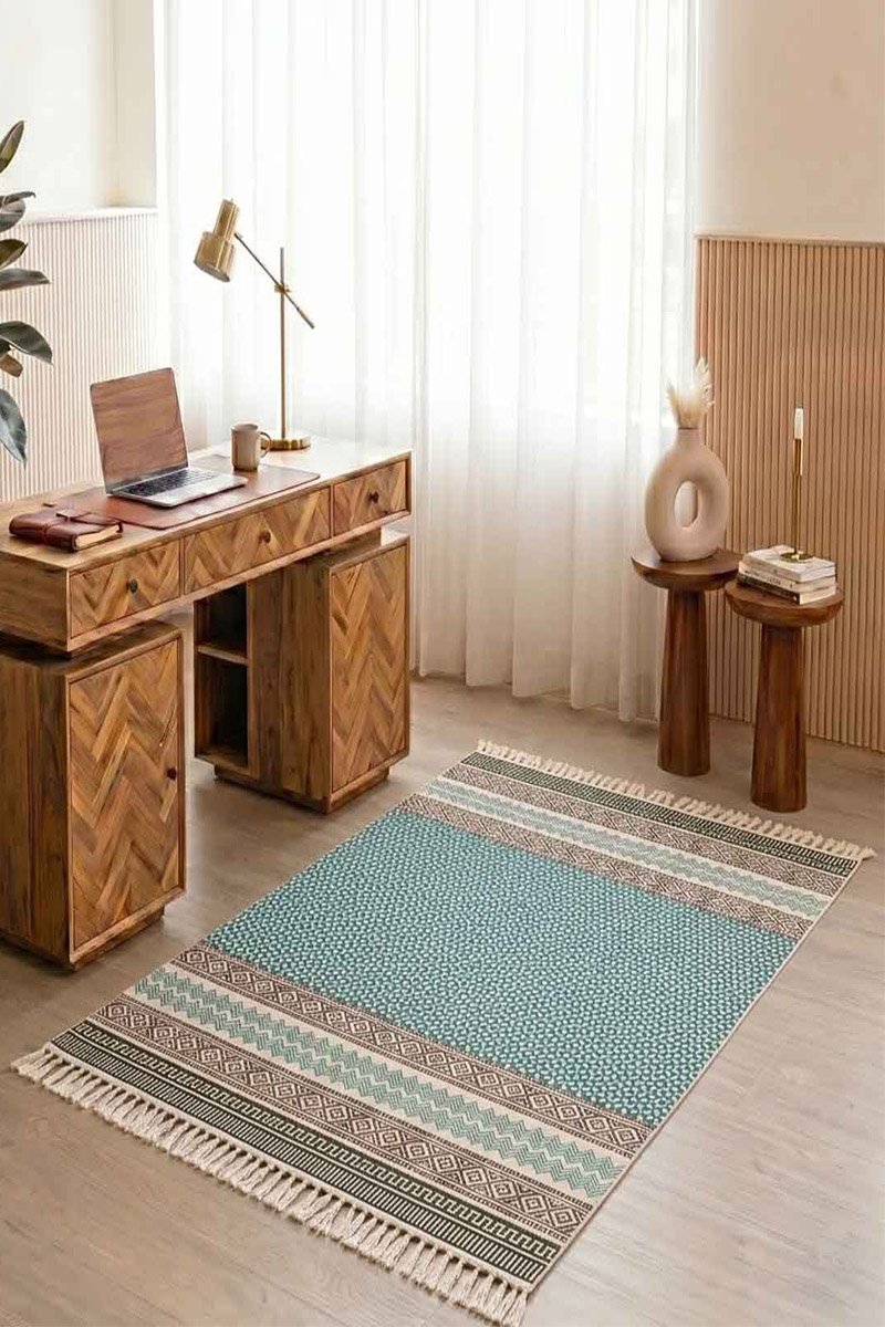 Elegant Hand Block Printed Living Room Rug - Image 2