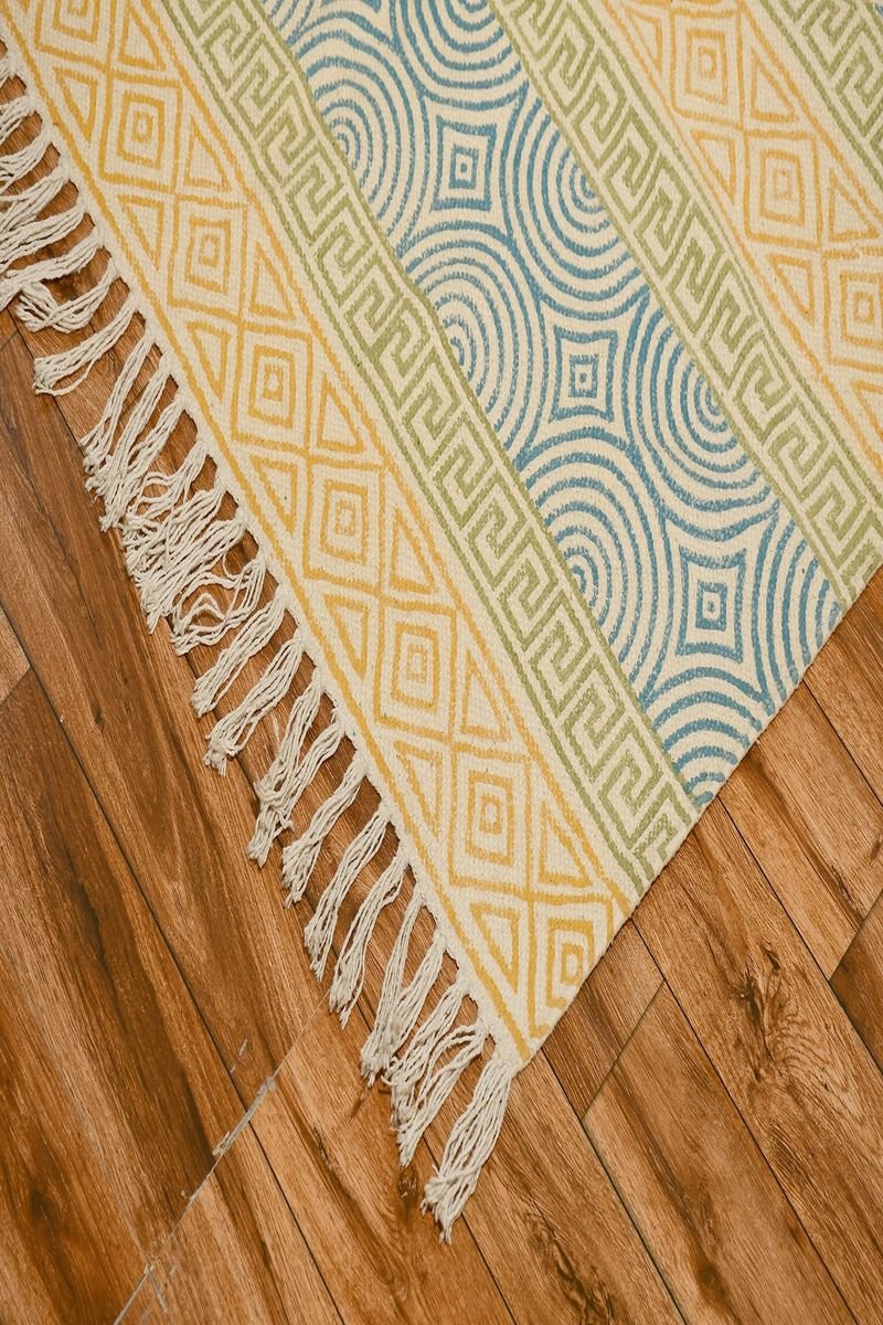 Premium Handmade Geometric Cotton Rug with Greek Motifs - Image 5