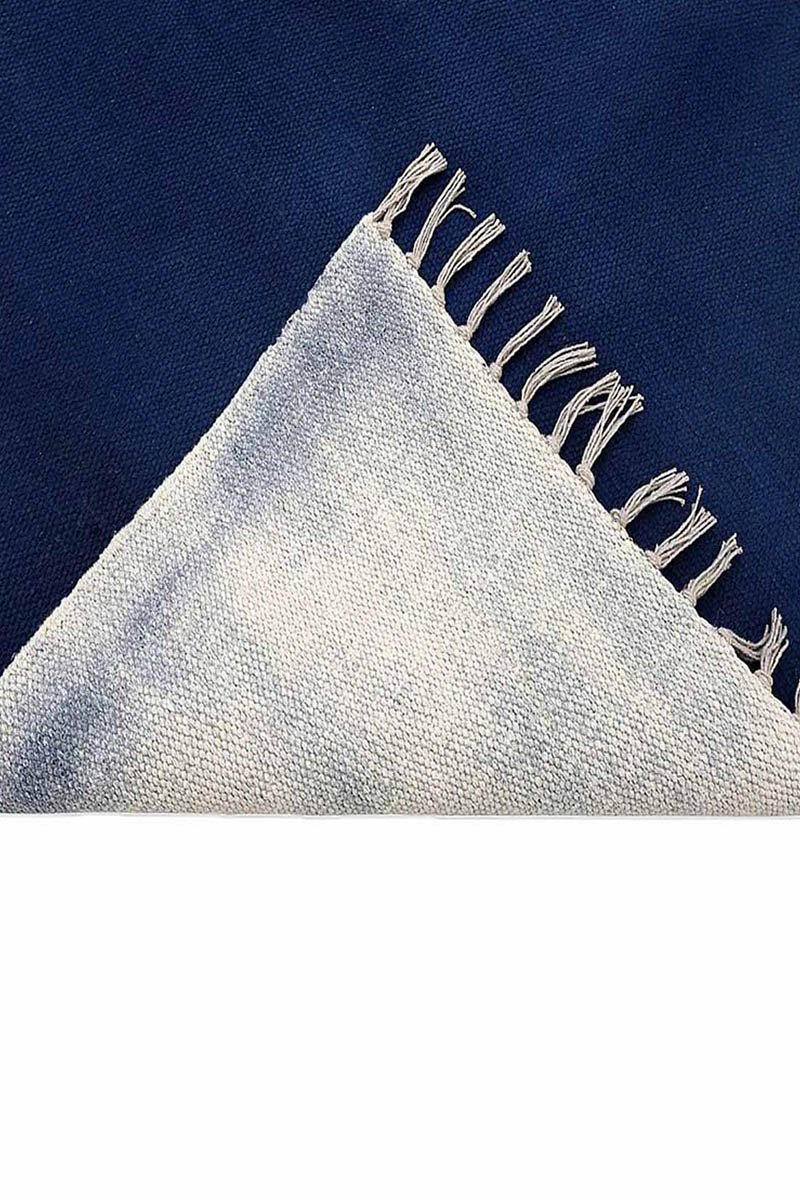 Vibrant Blue Hand Block Printed Rug - Image 6