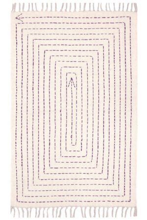 Premium washable geometric rug with tassel edges Modern washable geometric rug for hallway interiors Minimalist cotton washable rug with stitched pattern