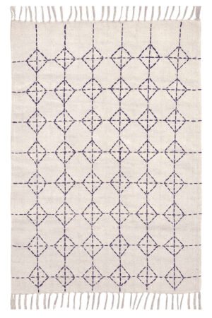 Cotton area rug with Scandinavian geometric pattern Neutral cotton area rug for modern home interiors Scandinavian cotton area rug with minimalist diamond design