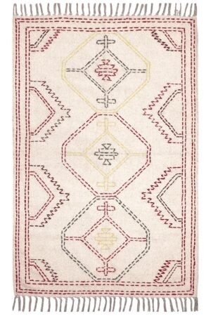 Luxury washable geometric rug with handcrafted stitched detailing Modern washable geometric rug for contemporary interiors Neutral tone washable rug with minimalist embroidered patterns