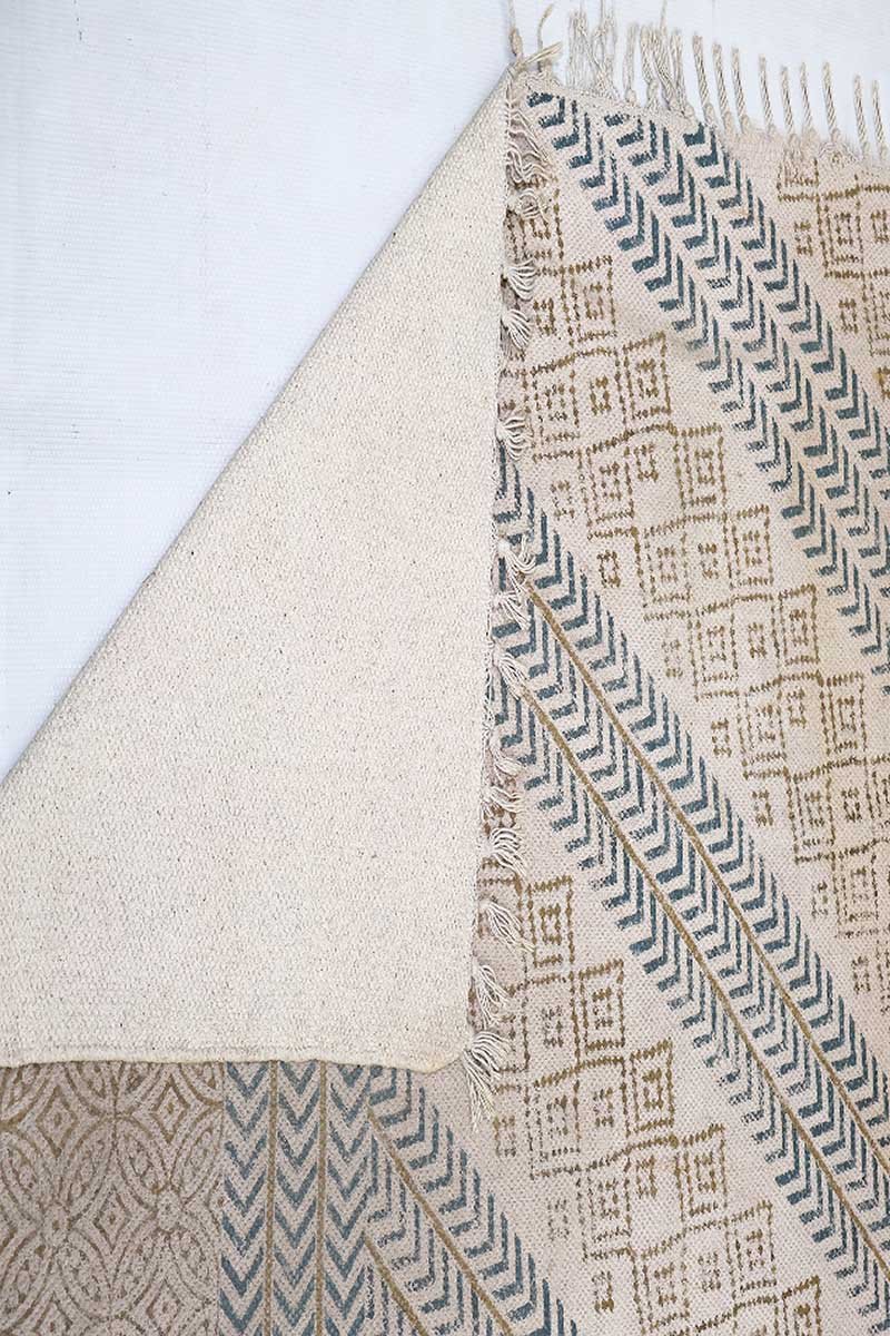 Yellow Hand Printed Geometric Rug - Image 3