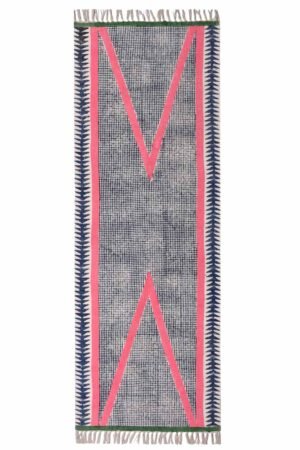 Blue Geometric Rug Handmade Cotton Dhurrie