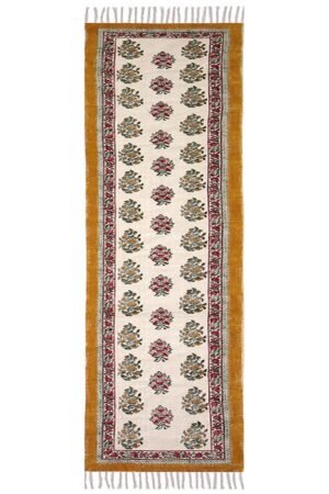 Hand Block Printed Geometric Runner Cotton Rug
