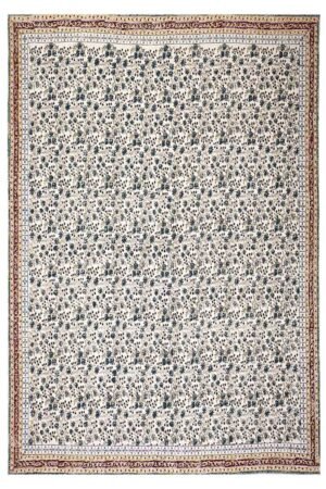 Floral Hand Block Printed Multicolor Cotton Rug