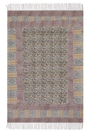 Multicolor Hand Block Printed Cotton Rug