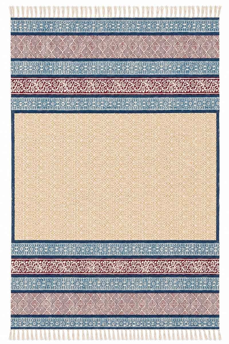 Multicolor Printed Geometric Cotton 4x6 Rug