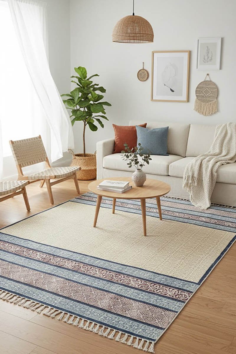 Multicolor Printed Geometric Cotton 4x6 Rug - Image 2