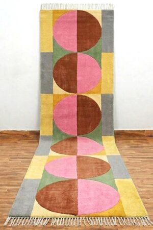 Multicolor Geometric Hand Block Printed Cotton Runner Rug