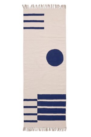 Blue Geometric 6x9 - Hand Block Printed Cotton Rug