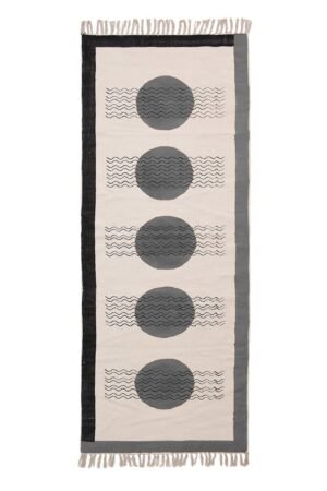 Gray Circle Printed Handmade Cotton Rug - 5x8 Rug